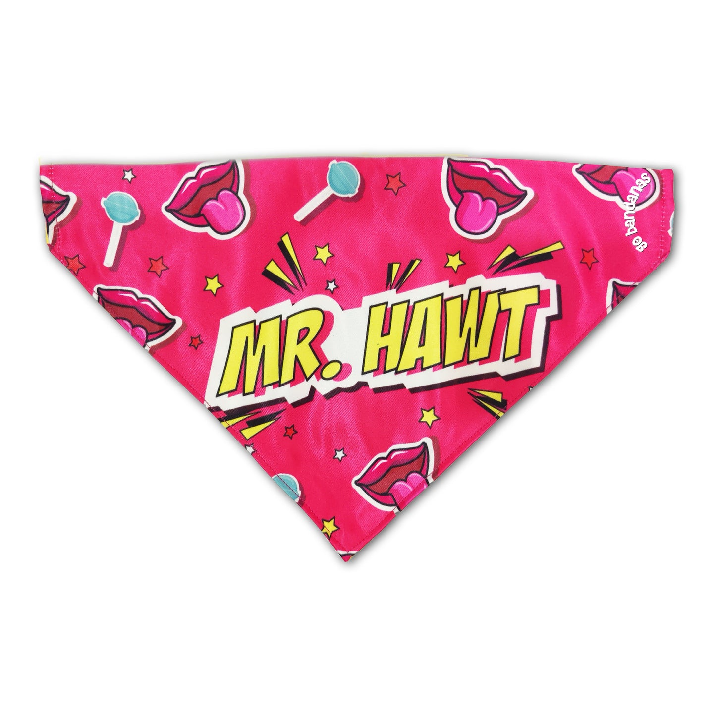 Go Bandanas Reversible Mr. Hot (Pink) & Bumble Swipe Right (Yellow) Adjustable Bandana for Pet Dogs & Cats