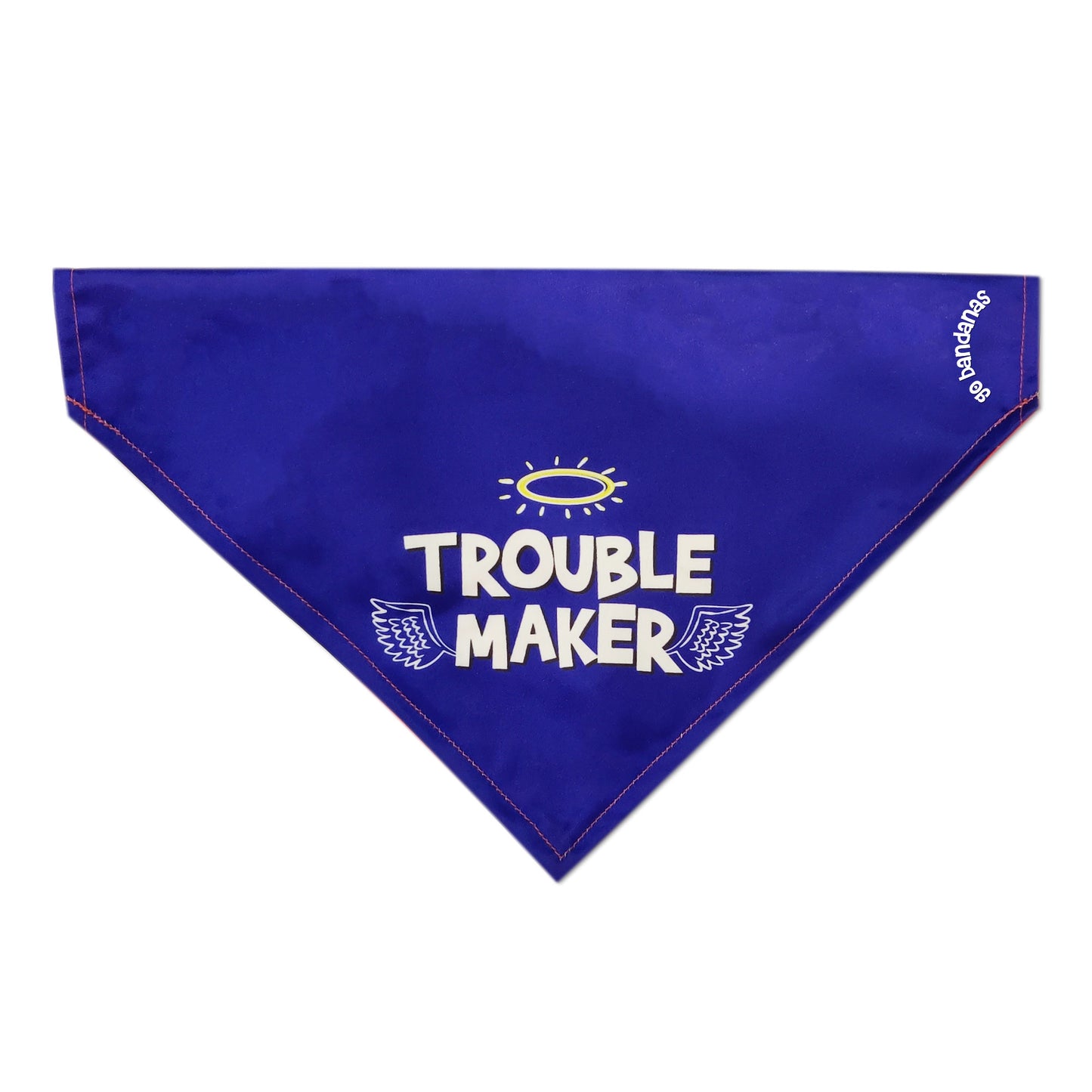 Go Bandanas Reversible Trouble Maker (Blue) & Contagious Smile (Yellow) Adjustable Bandana for Pet Dogs & Cats