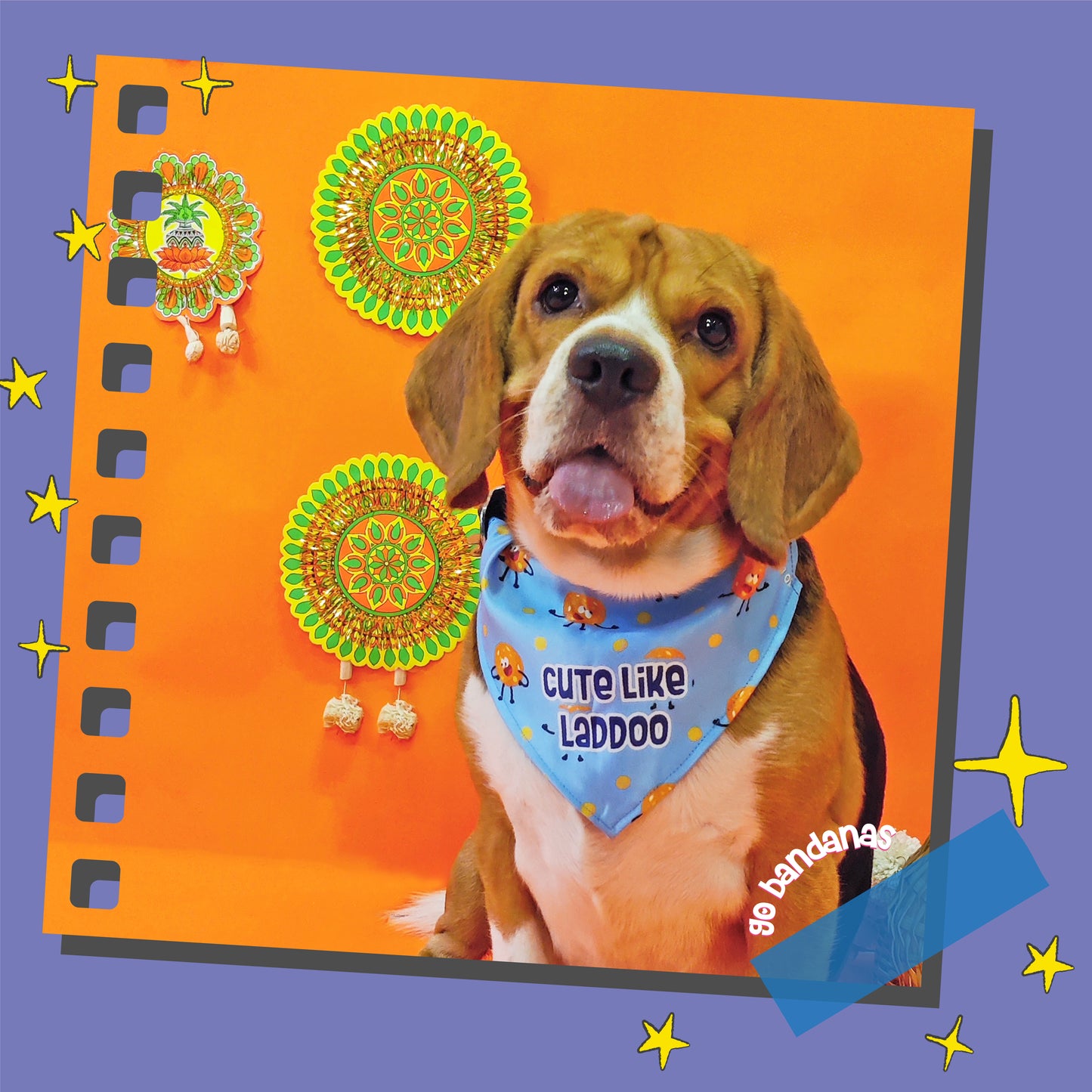 Go Bandanas Reversible Cute Like Laddoo (Blue) & Contagious Smile (Pink) Adjustable Bandana for Pet Dogs & Cats