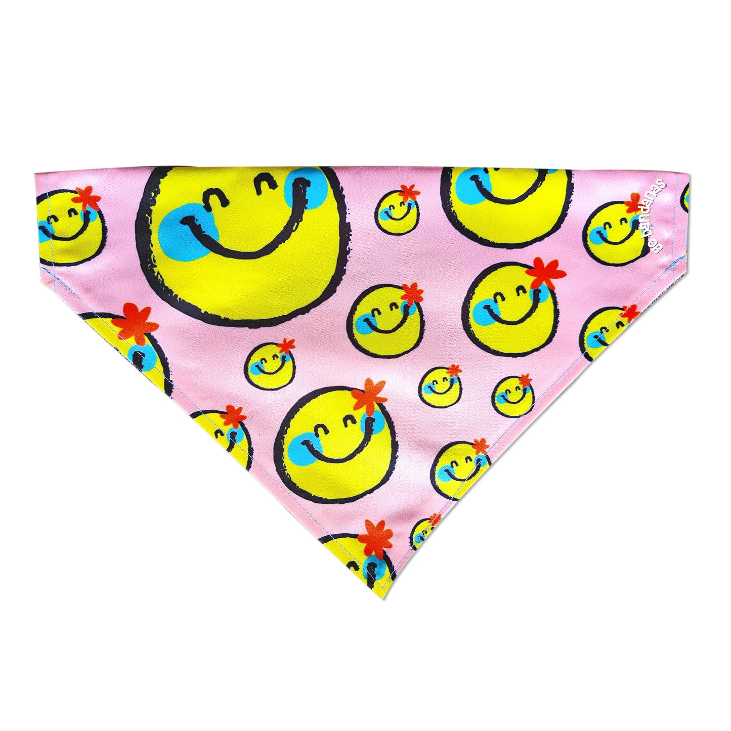 Go Bandanas Reversible Cute Like Laddoo (Blue) & Contagious Smile (Pink) Adjustable Bandana for Pet Dogs & Cats