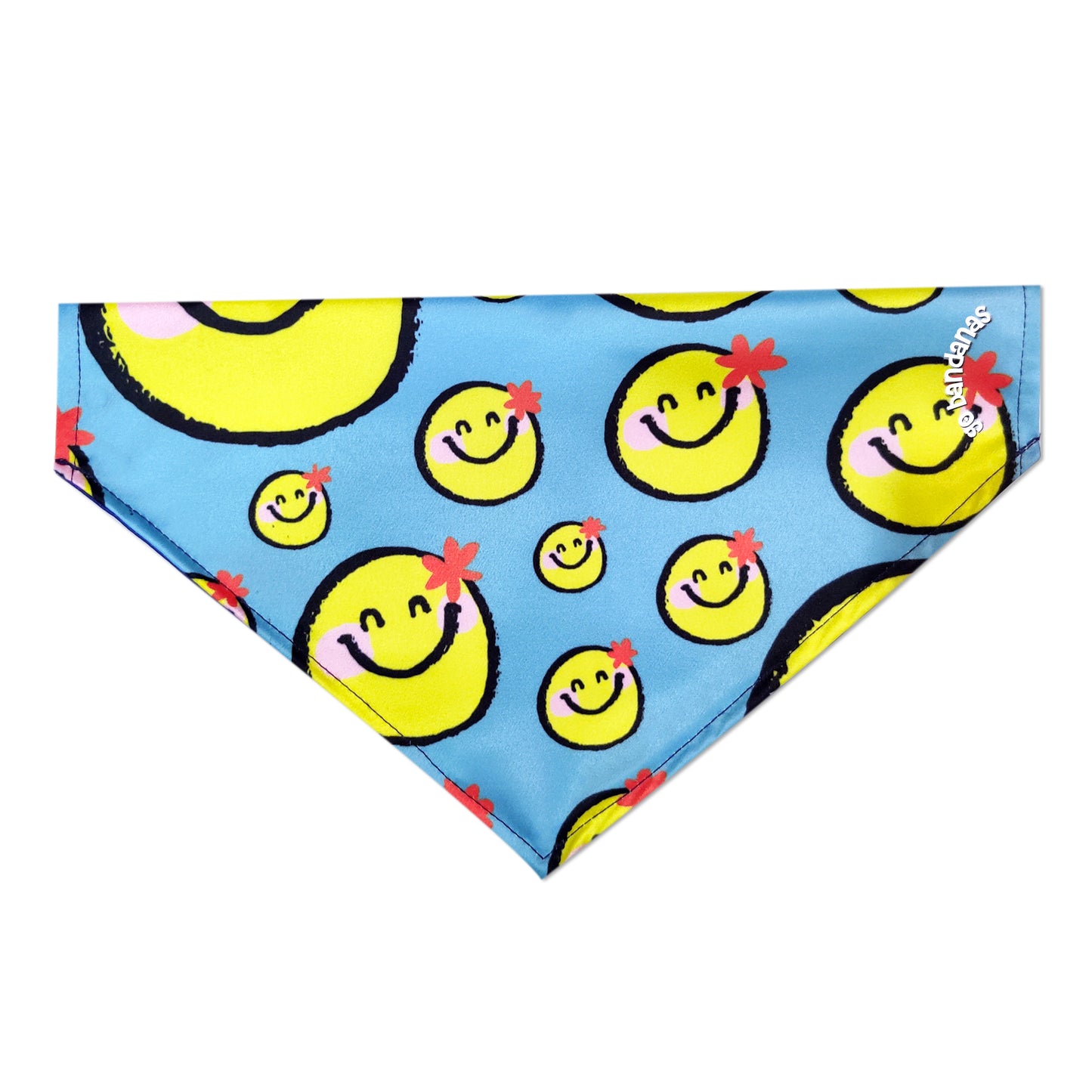 Go Bandanas Reversible Trouble Maker (Blue) & Contagious Smile (Yellow) Adjustable Bandana for Pet Dogs & Cats