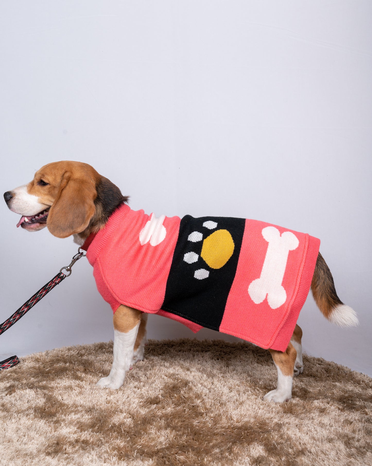 Petsnugs Bone and Paws Sweater - Pink & Black
