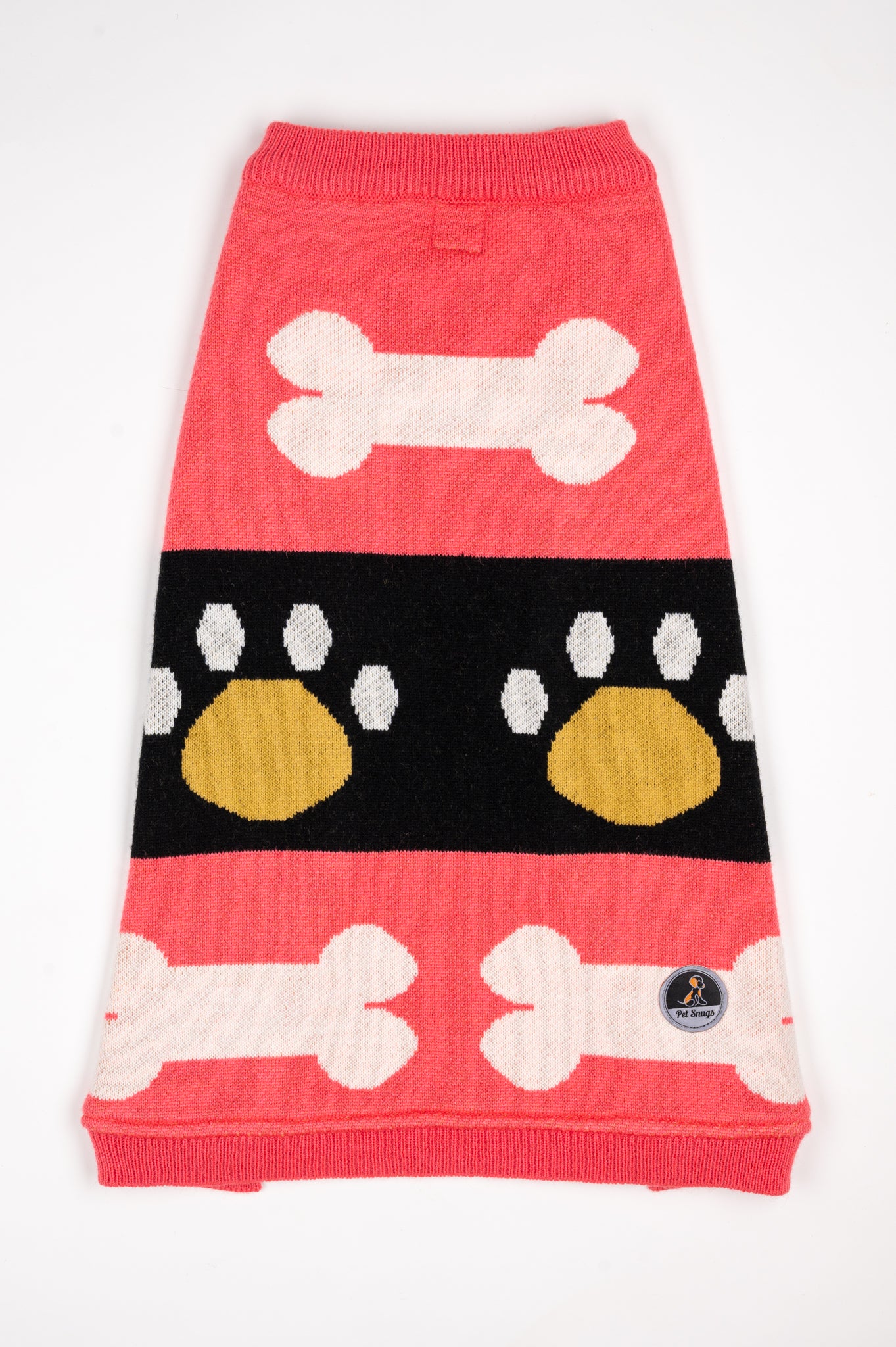 Petsnugs Bone and Paws Sweater - Pink & Black