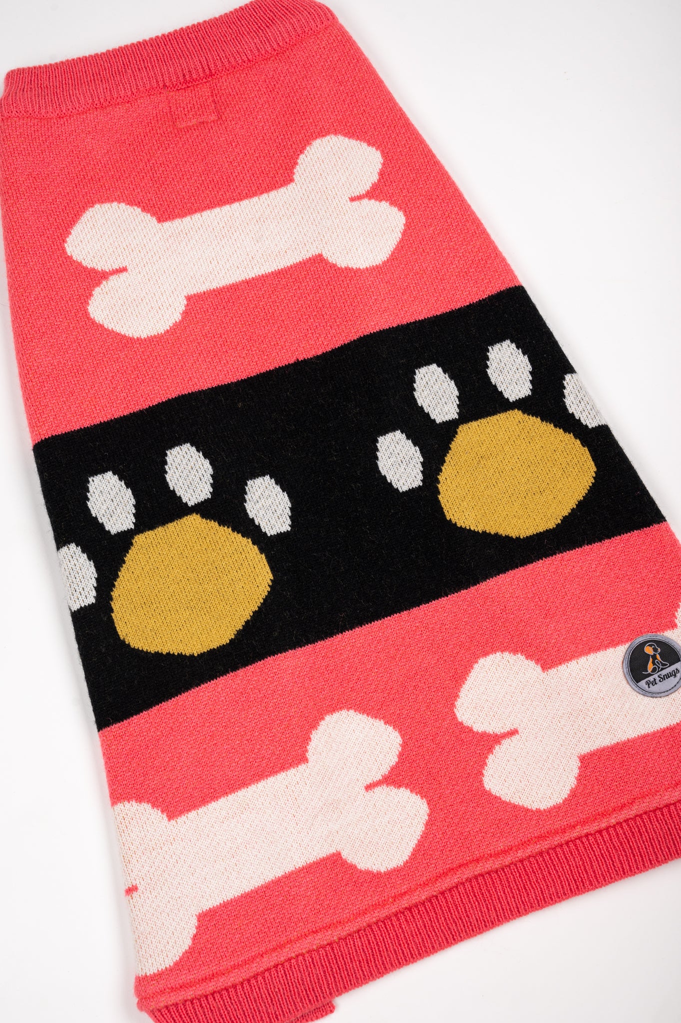 Petsnugs Bone and Paws Sweater - Pink & Black