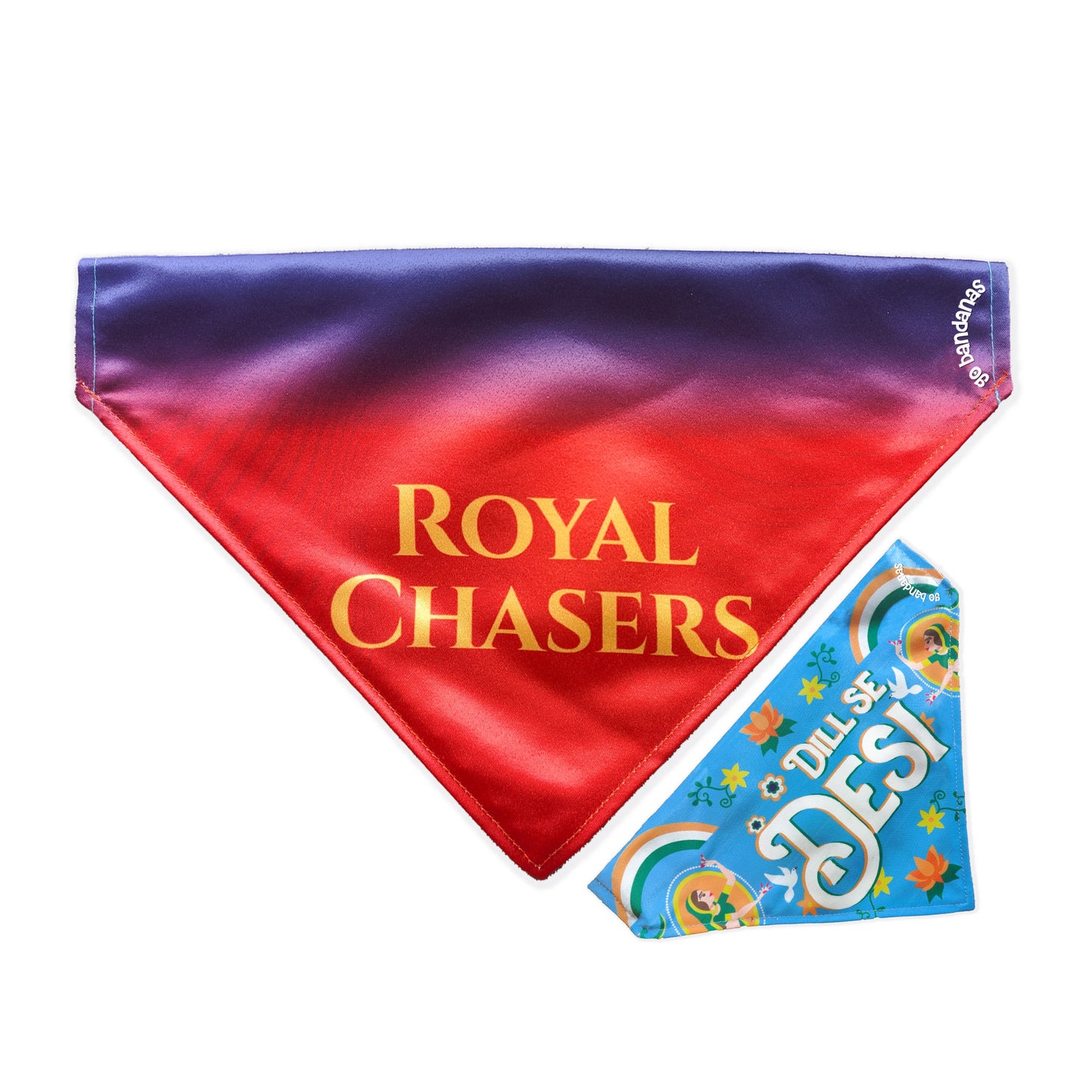 Go Bandanas Reversible Indian Pet League (IPL) Bengaluru Royal Chasers & Dill Se Desi (Multi Colour) Bandana for Pet Dogs & Cats