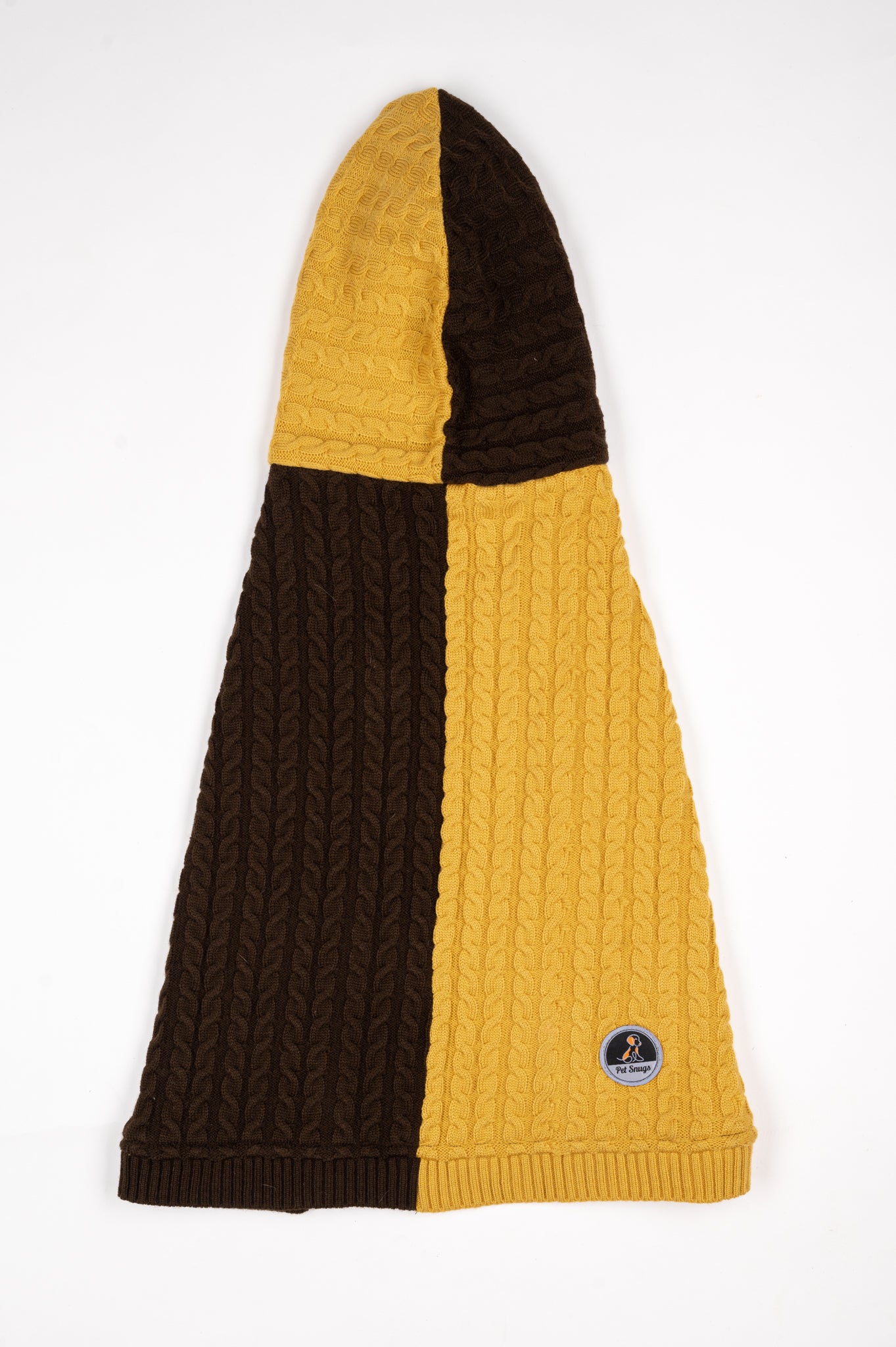 Petsnugs Cable Knit Sweater - Brown & Mustard