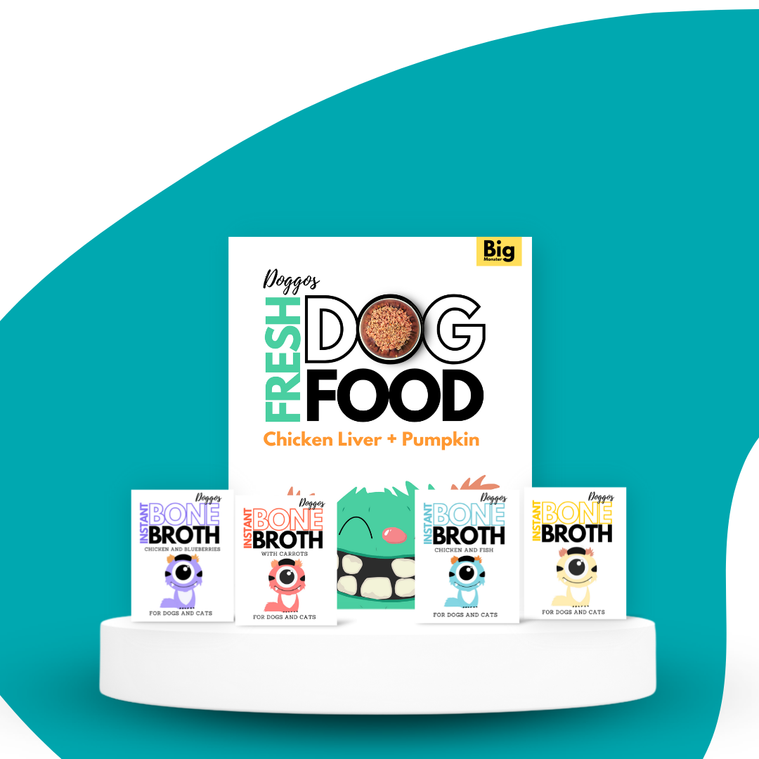 The Super Monster Club ( 800g of Fresh dog food  + 4 flavours of Instant Bone Broth)