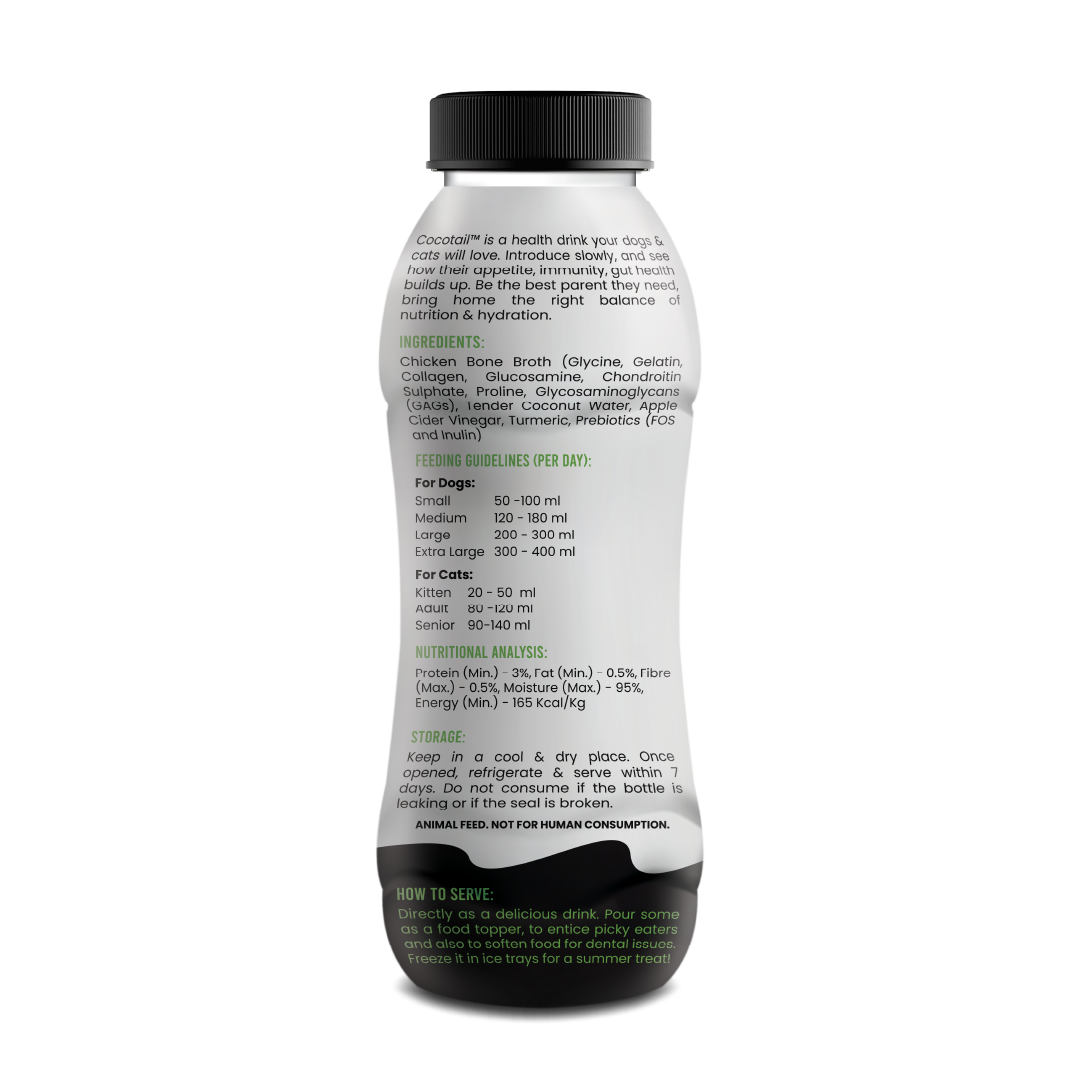 WIGGLES Cocotail Energy Drink for Dogs Cats, 200ml - Balances Electrolytes, Supports Dehydration Fatigue - Chicken Broth, Prebiotics, Coconut Water