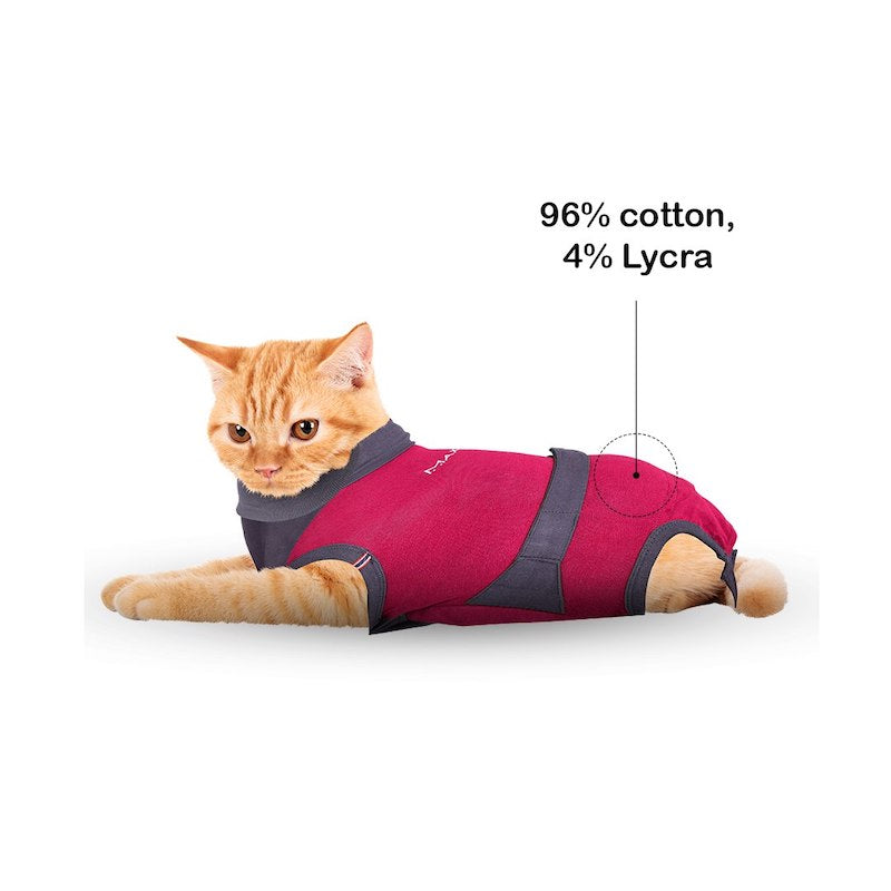 MAXX Recovery Suit for Cats, E Collar Alternative - Pink Gray