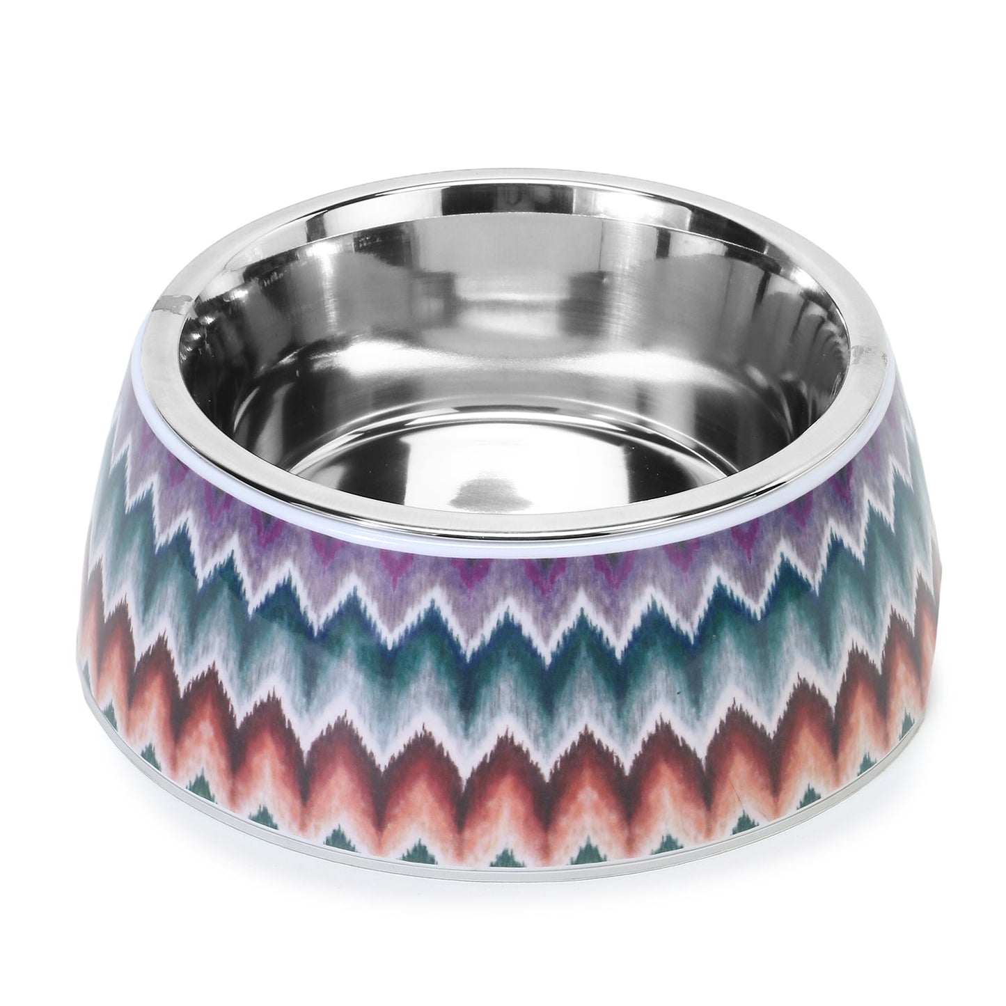 BASIL Zig Zag Pet Feeding Bowl, Stainless Steel & Melamine