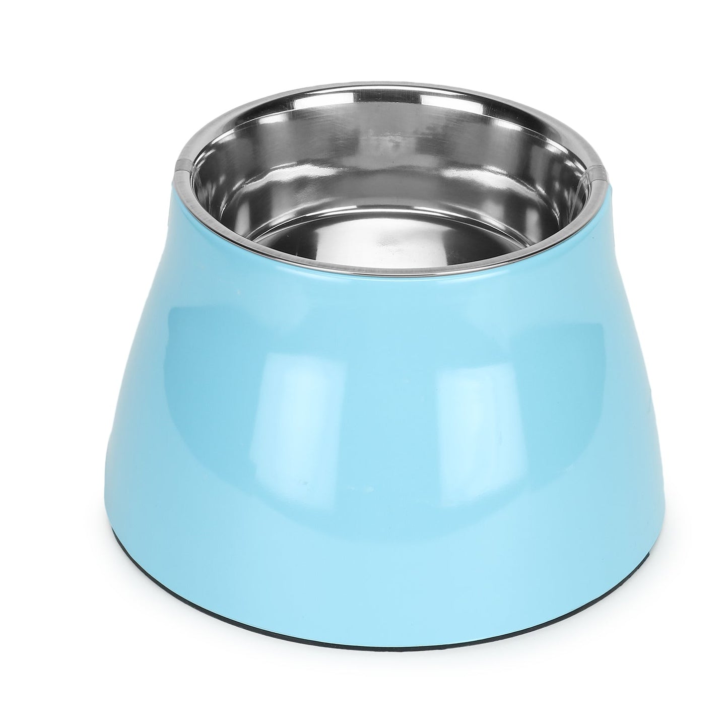 BASIL Elevated Melamine and Stainless Steel Pet Feeding Bowls for Bigger Ears Dogs, 600ml (Blue)