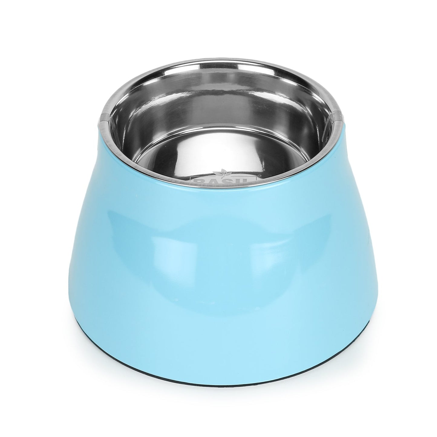 BASIL Elevated Melamine and Stainless Steel Pet Feeding Bowls for Bigger Ears Dogs, 600ml (Blue)