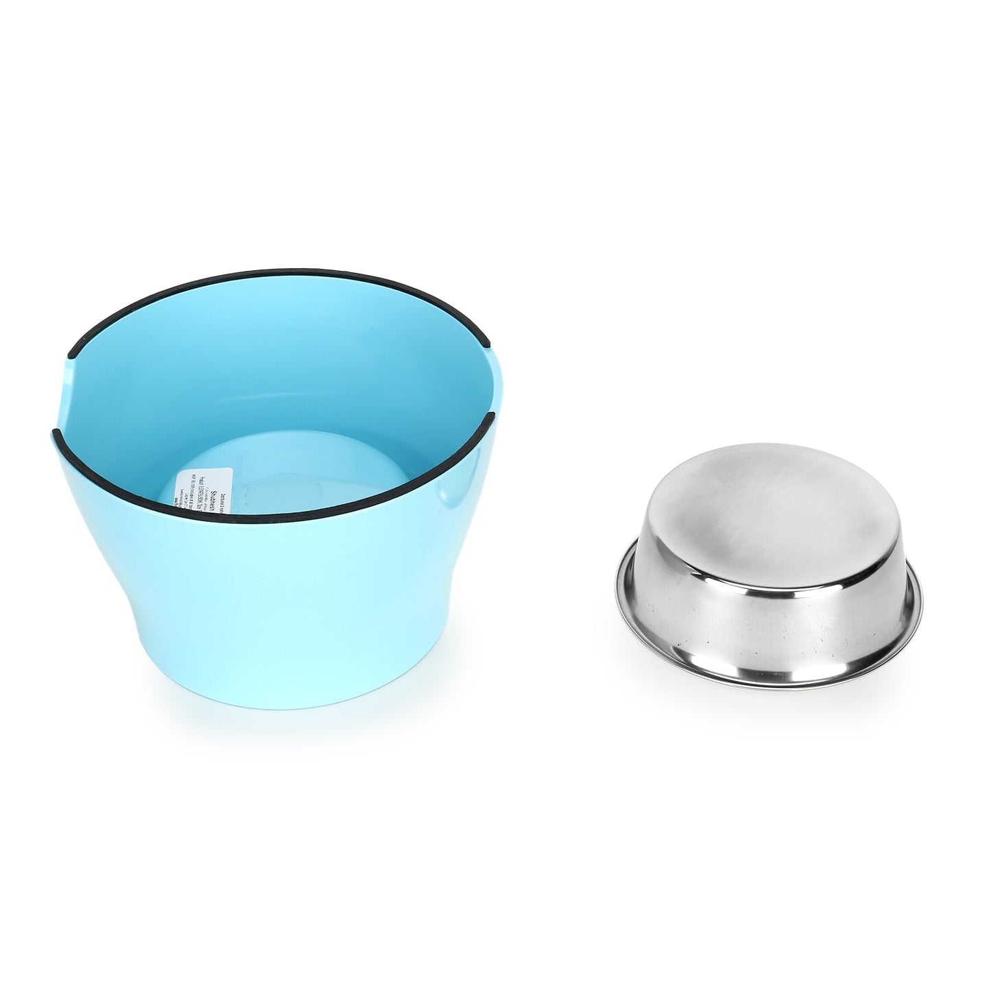 BASIL Elevated Melamine and Stainless Steel Pet Feeding Bowls for Bigger Ears Dogs, 600ml (Blue)