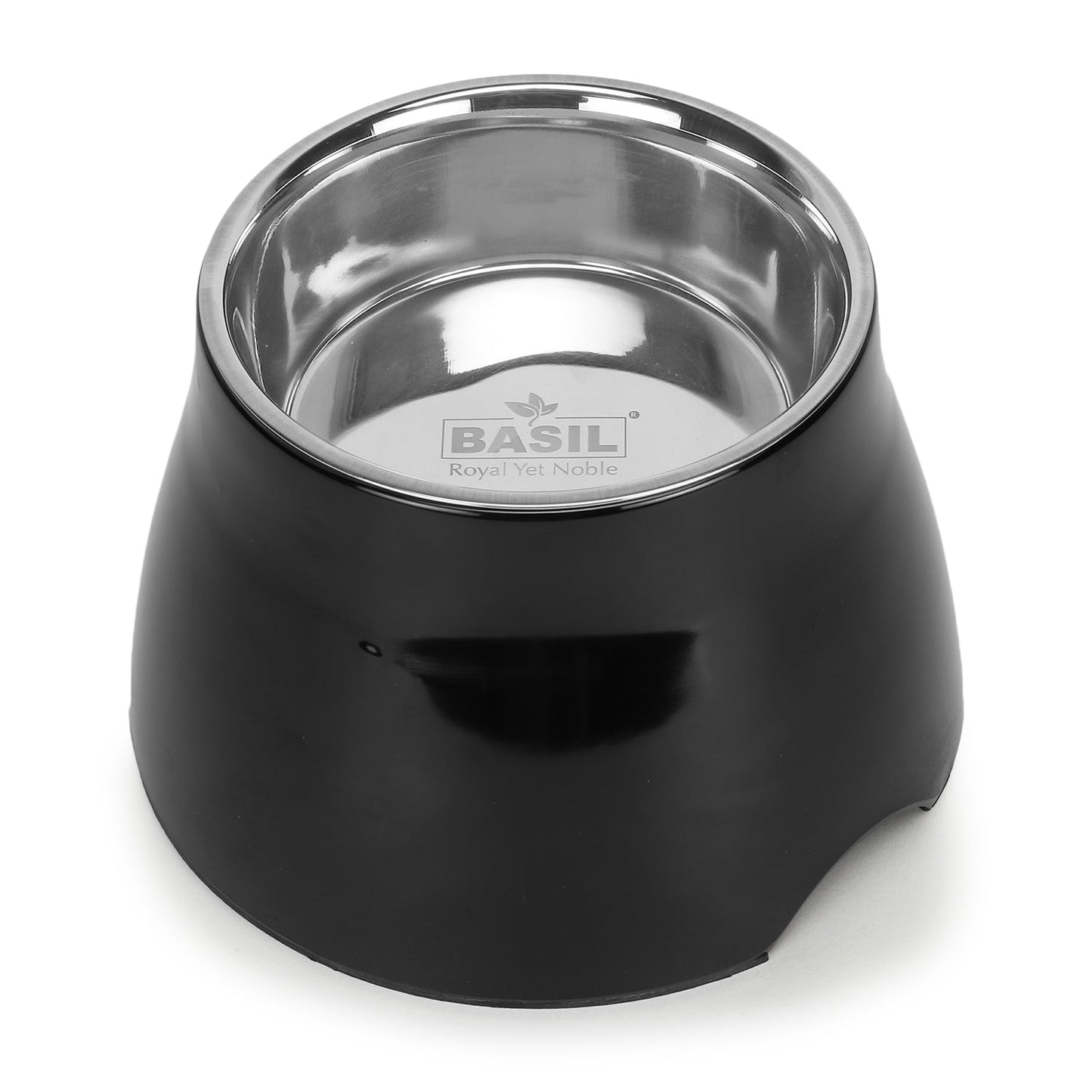 BASIL Elevated Melamine and Stainless Steel Pet Feeding Bowls for Bigger Ears Dogs, 600ml (Black)