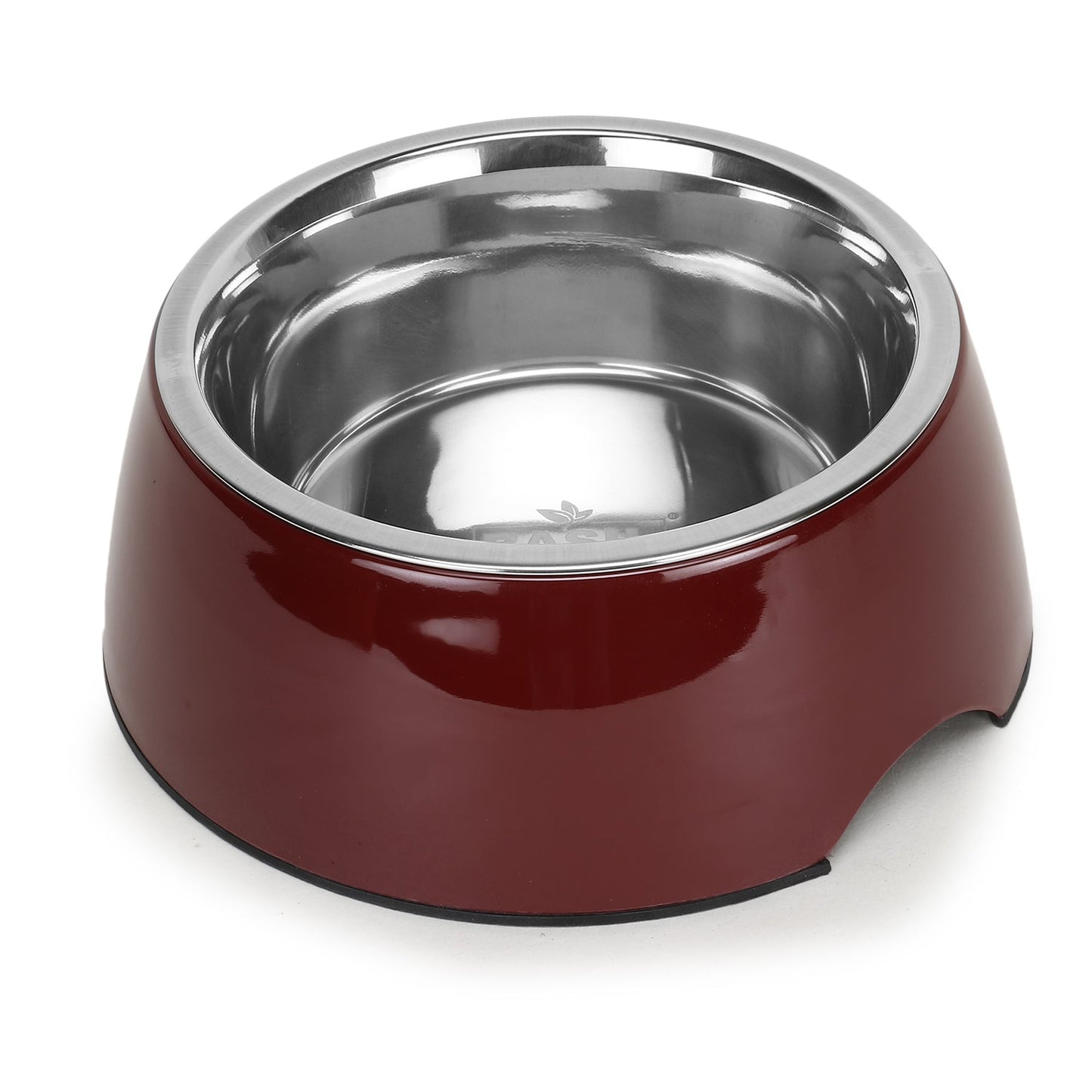 BASIL Wine Red Pet Feeding Bowl Set, Melamine and Stainless Steel