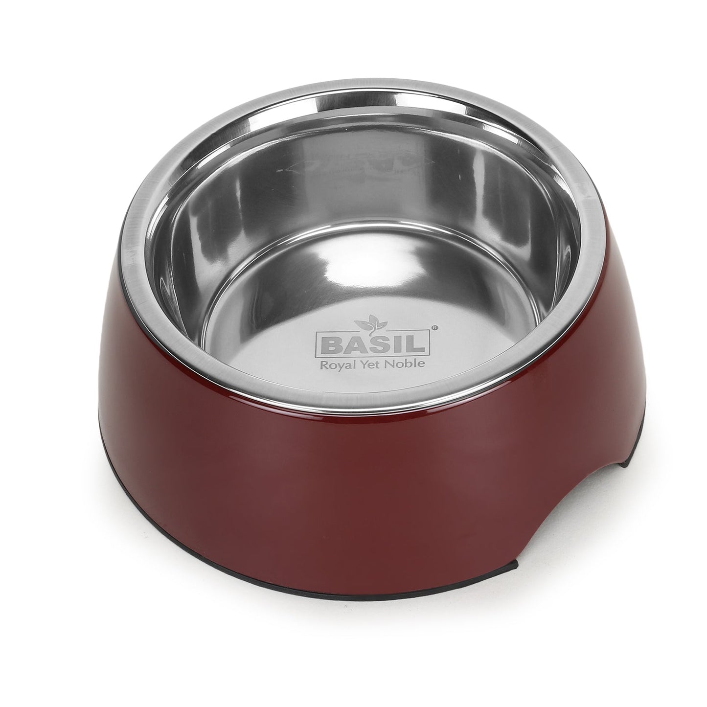 BASIL Wine Red Pet Feeding Bowl Set, Melamine and Stainless Steel