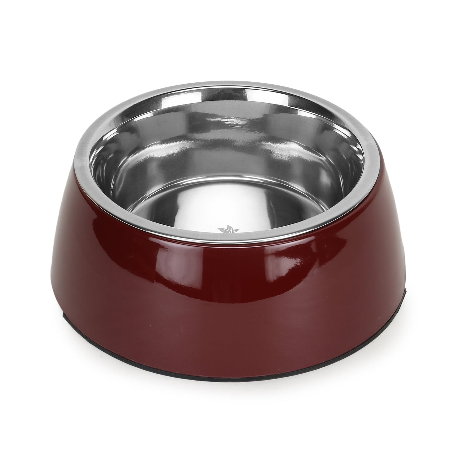 BASIL Wine Red Pet Feeding Bowl Set, Melamine and Stainless Steel