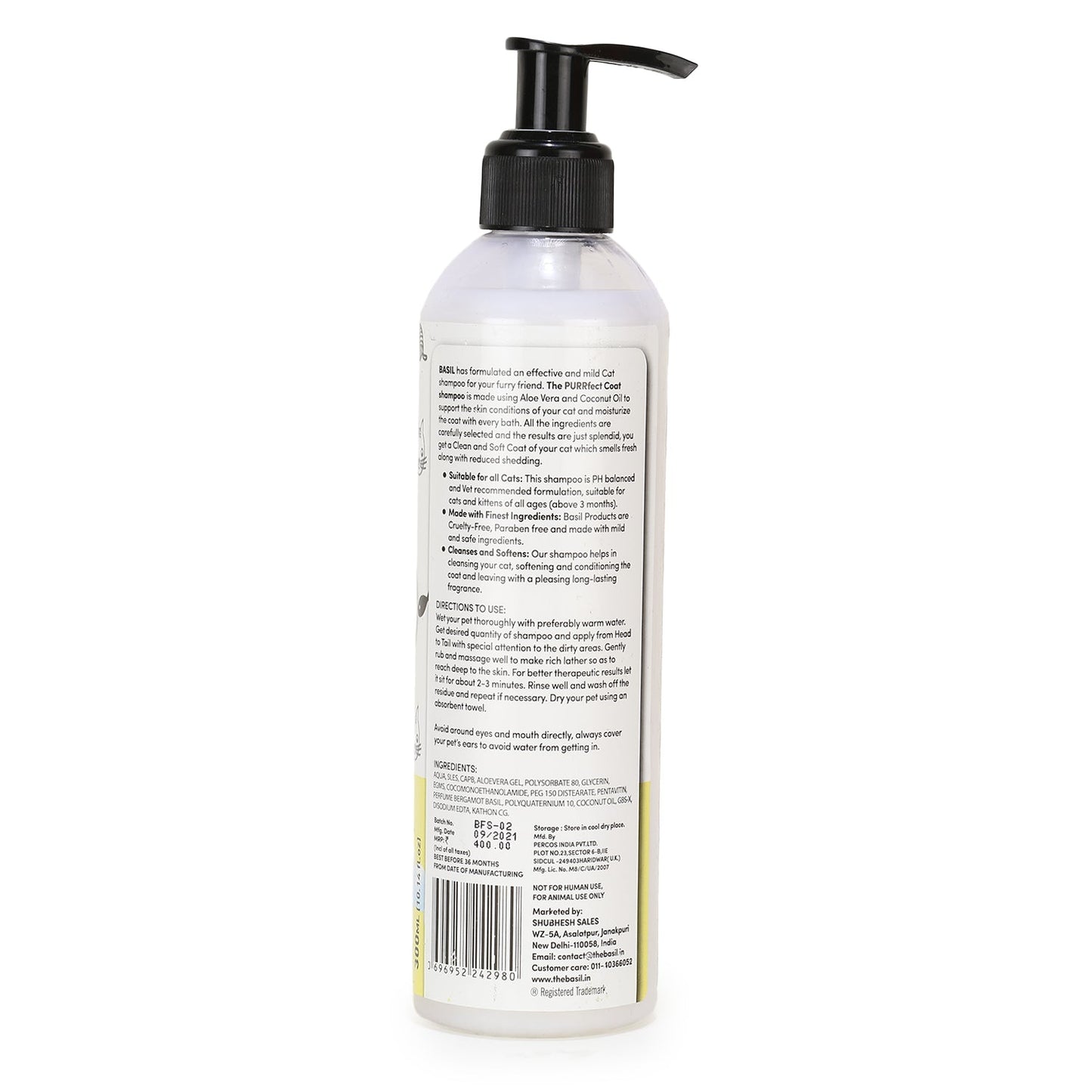 BASIL Purrfect Coat Cat & Kitten Shampoo, 300ml