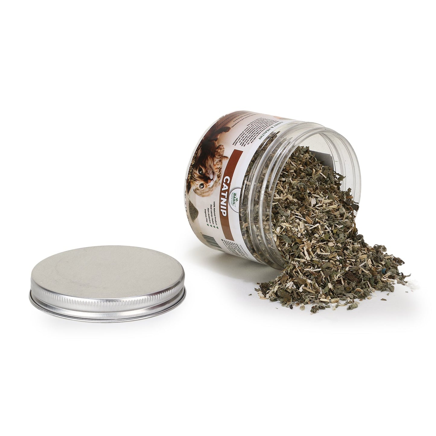 BASIL Catnip Jar for Kittens & Cats, Pure & Natural Cat Nip