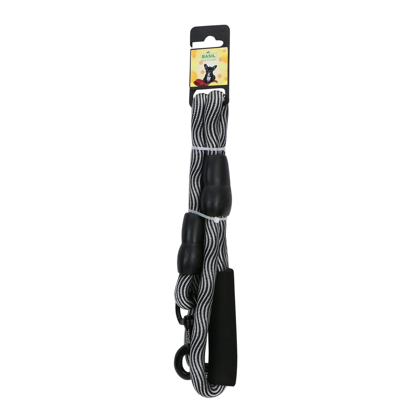 BASIL High Reflective Rope Leash for Dogs, 4 Feet (Black & Gray)