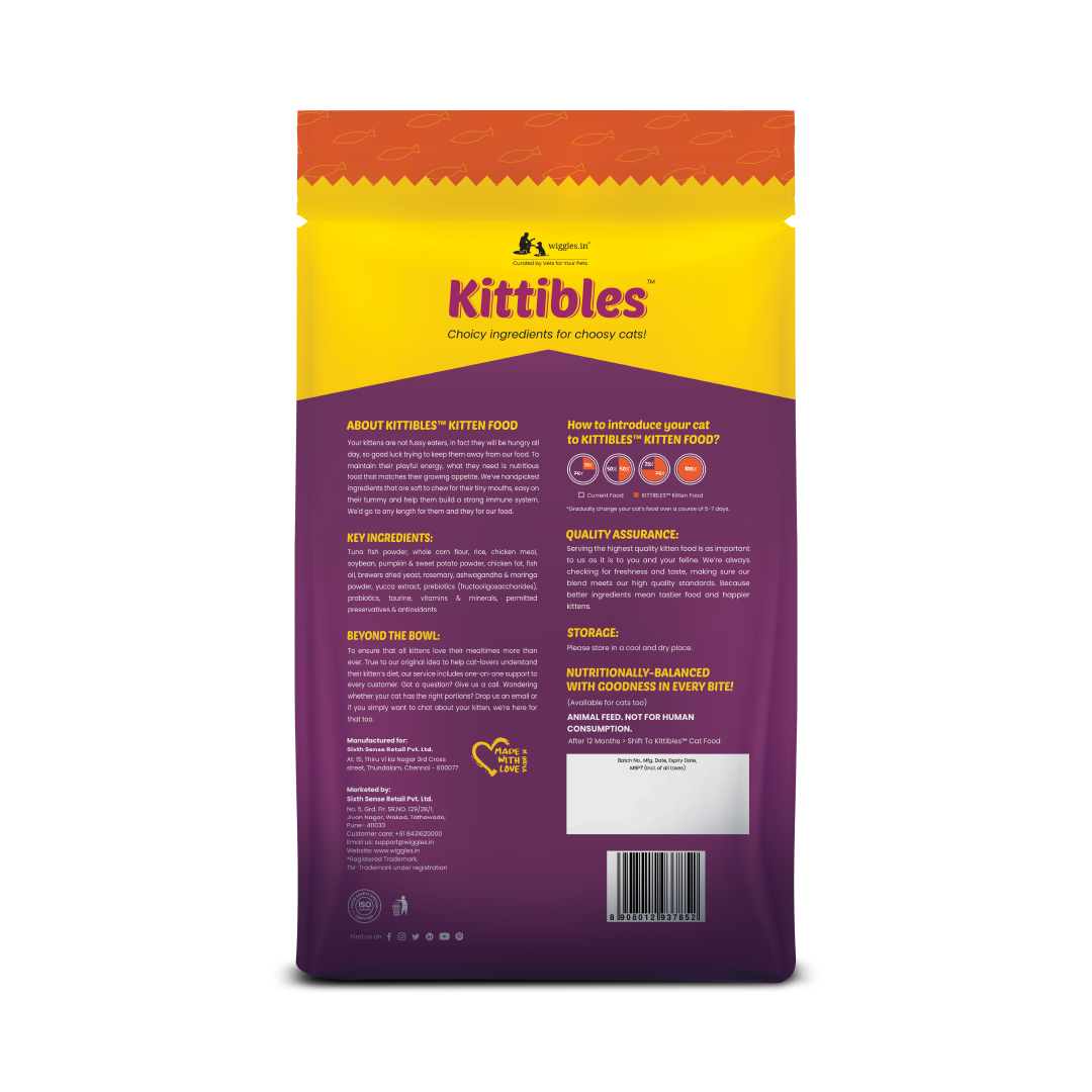 Kittibles Kitten Dry Cat Food - Tuna Fish, Ashwagandha