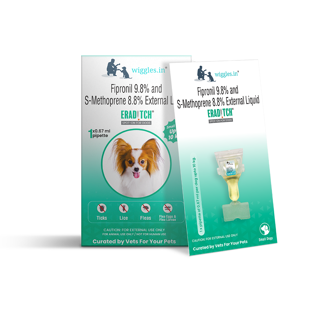Eraditch Spot on for Dogs Upto 10 KG (0.67 ml) - Fleas Ticks Remover, external liquid