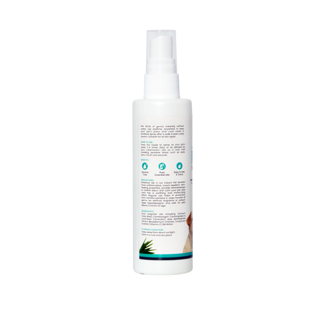 Pet Sanitizer Spray Dogs Cats, 100ml - Vet Approved Kills Germs Instantly