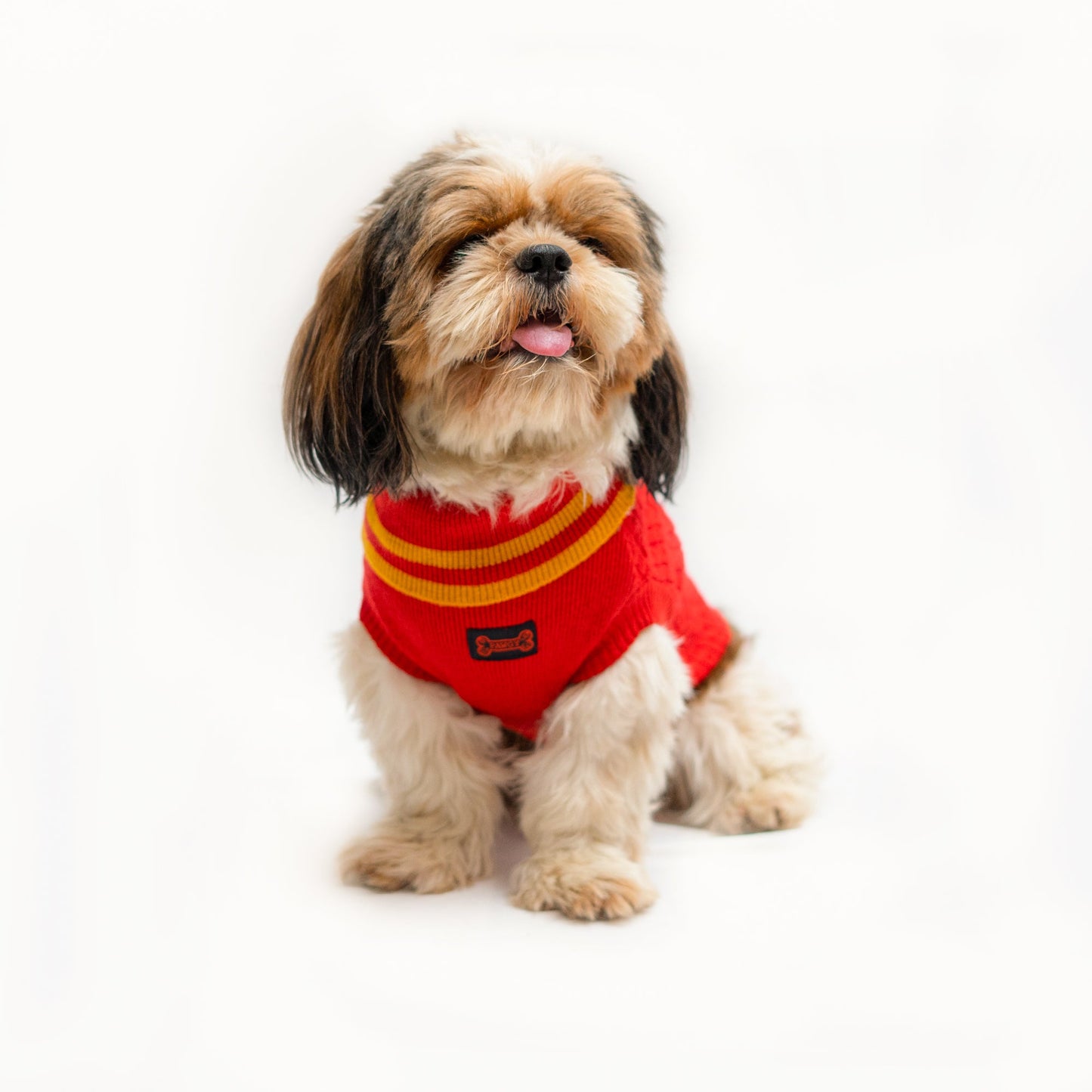 High Neck Cable Knit Sweater: Red