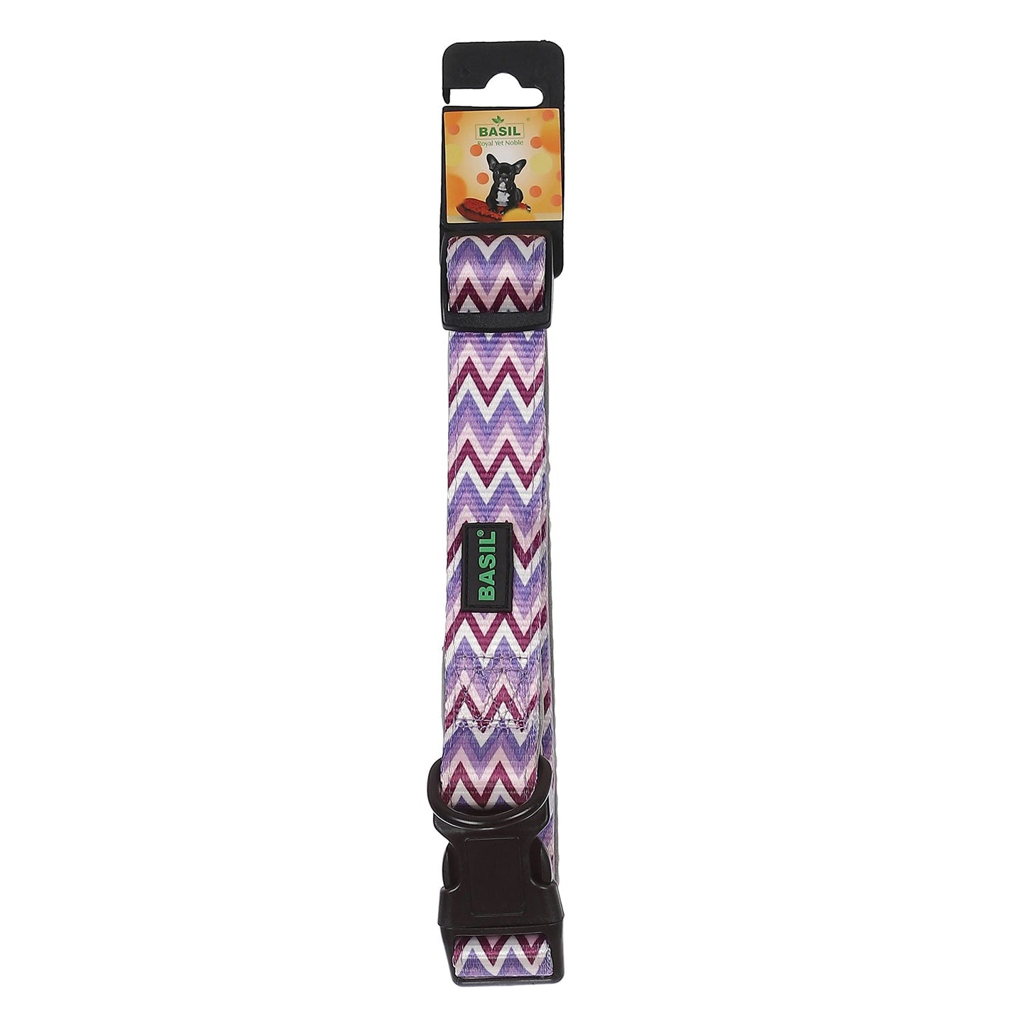 BASIL Zig Zag Adjustable Collar & Leash, 4 Feet (Purple)