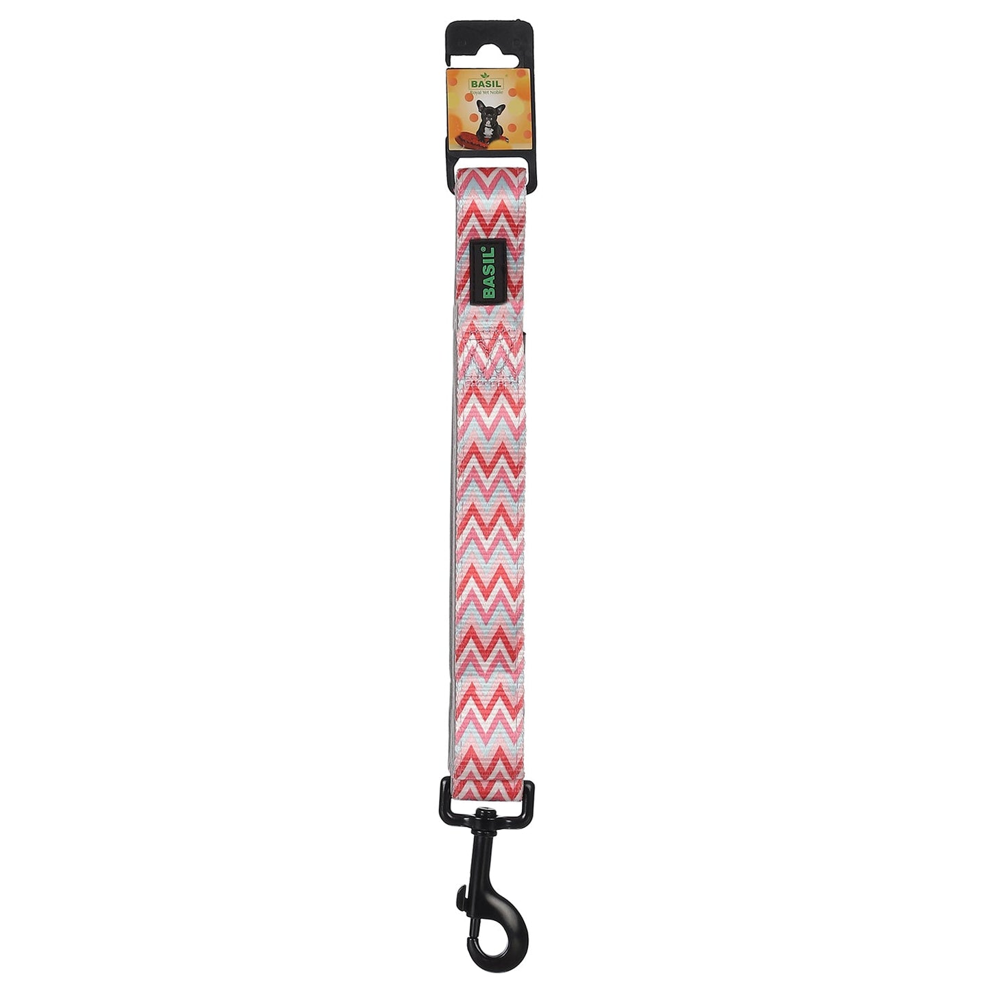 BASIL Zig Zag Adjustable Collar & Leash, 4 Feet (Red)