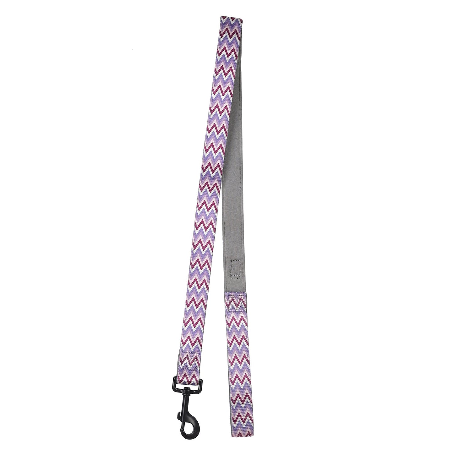 BASIL Zig Zag Adjustable Collar & Leash, 4 Feet (Purple)