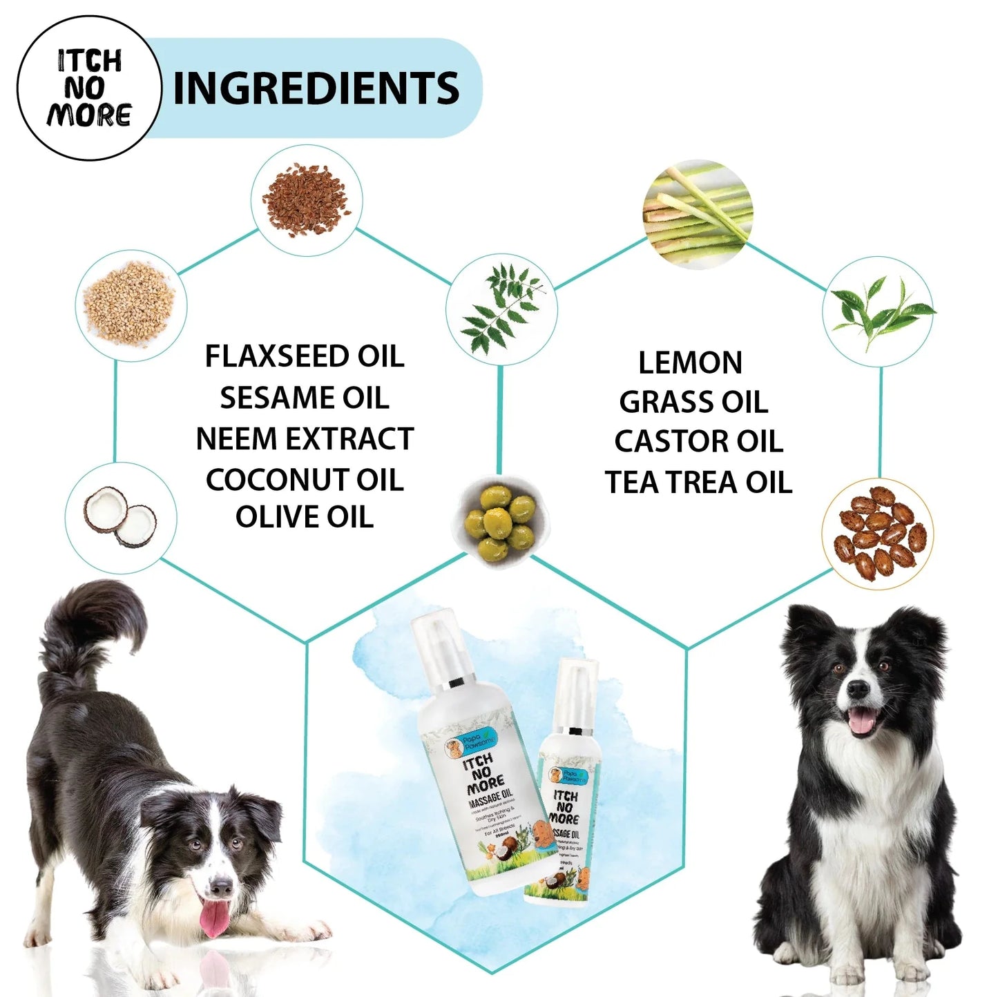 Itch No More Massage Oil for Dog, 250 ml - Papa Pawsome