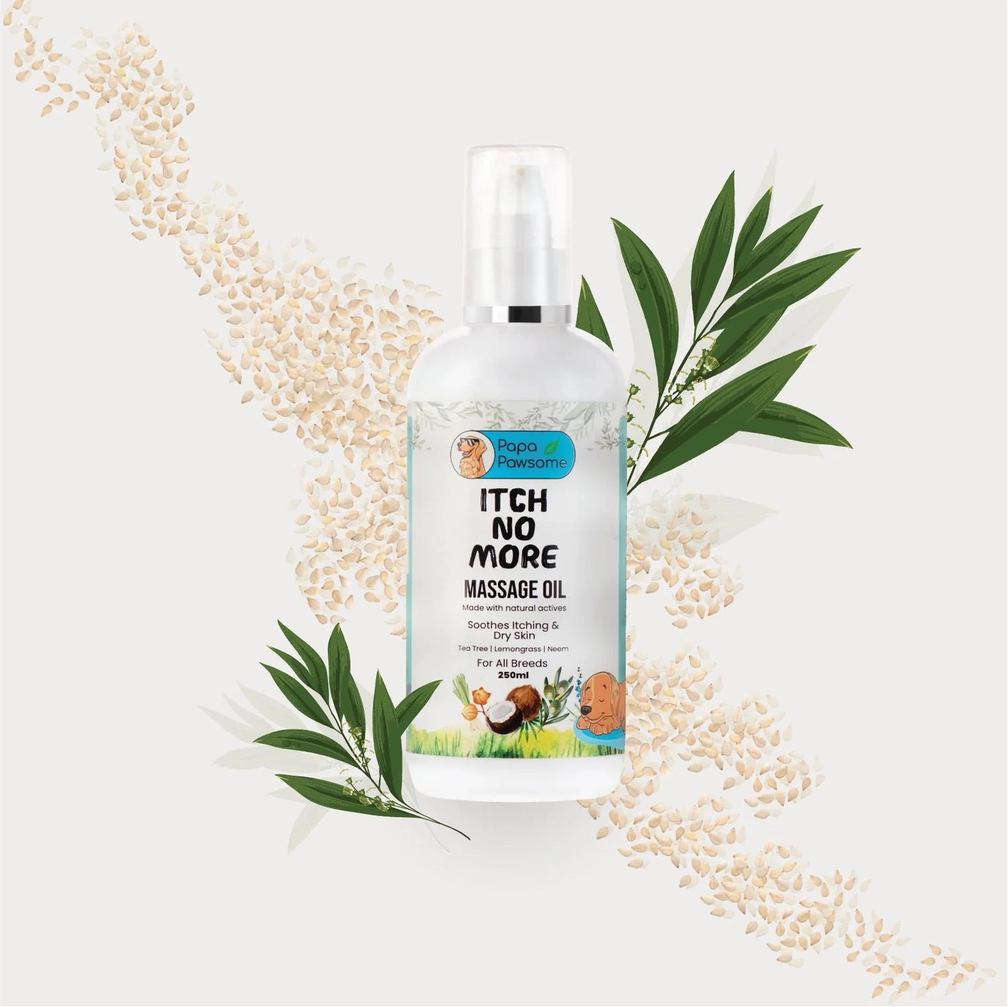 Itch No More Massage Oil for Dog, 250 ml - Papa Pawsome