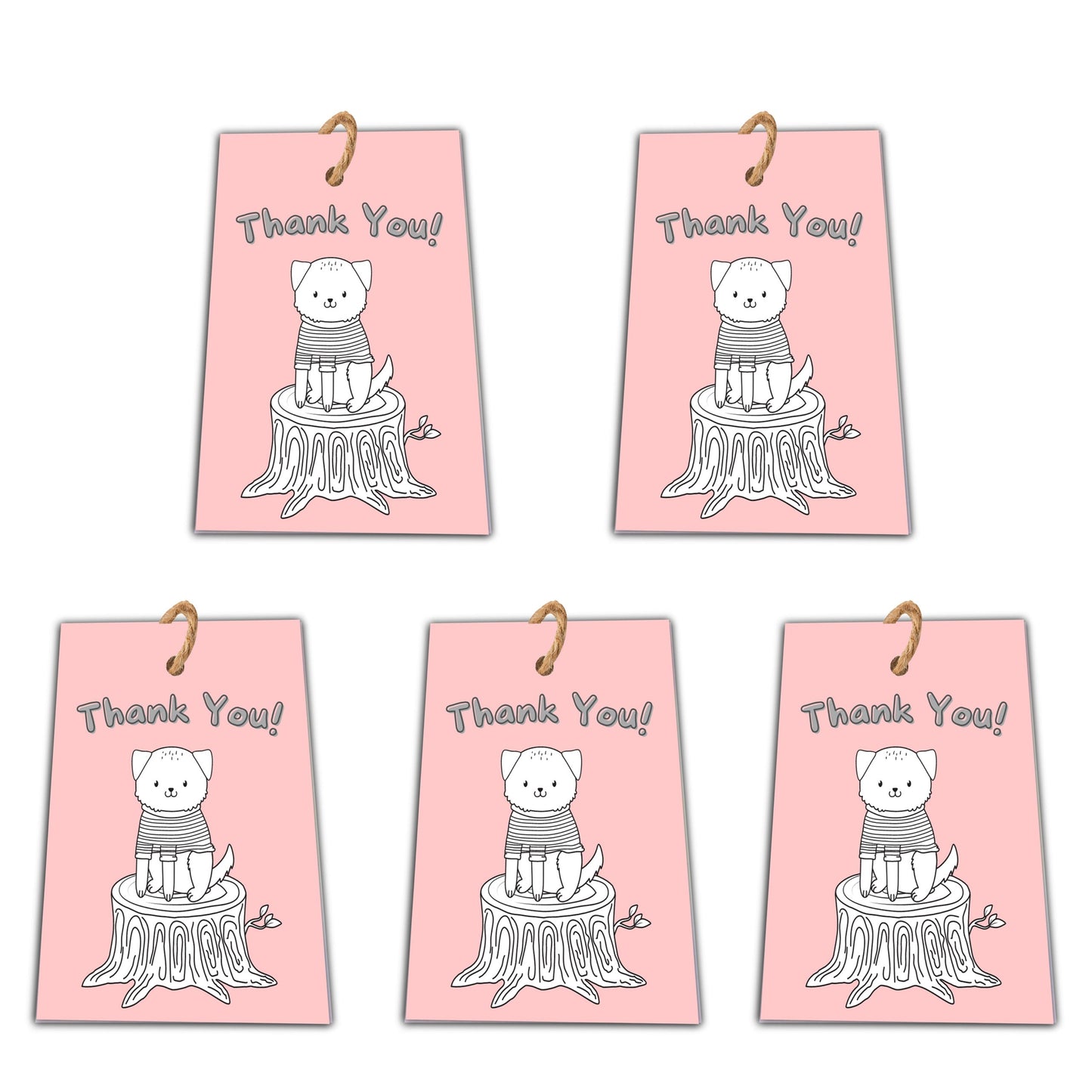 Thank You Puppy Gift Tag- Set of 5