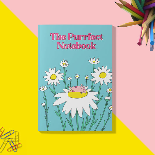 'The Purrfect Notebook' A5-160 Pages 80 GSM Unruled | Digitally Printed by Go Bandanas | Perfect for Writing, Drawing & Doodling