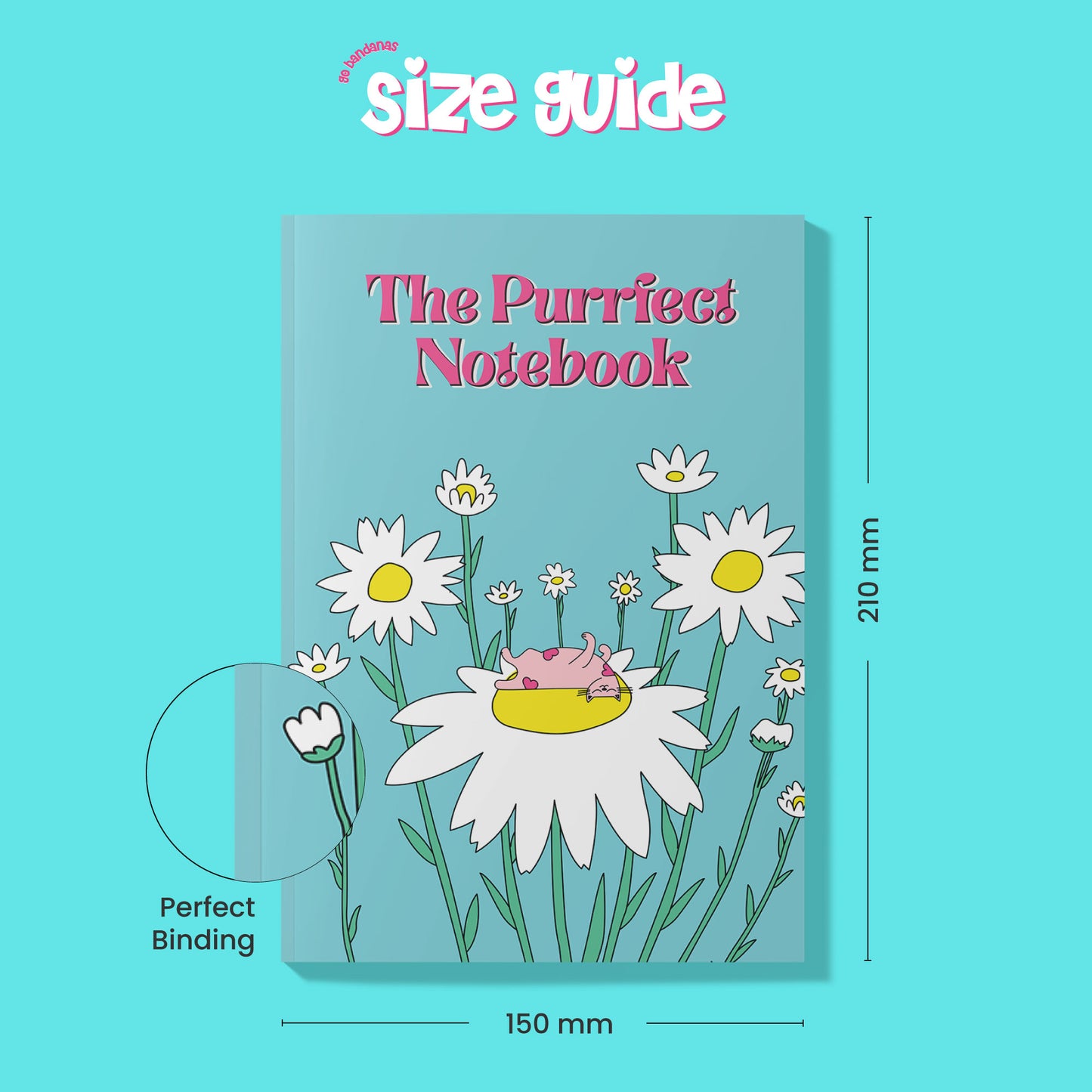 'The Purrfect Notebook' A5-160 Pages 80 GSM Unruled | Digitally Printed by Go Bandanas | Perfect for Writing, Drawing & Doodling