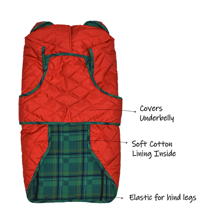 Quilted Red Winter Jackets For Dogs - Red