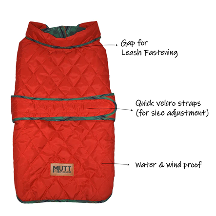 Quilted Red Winter Jackets For Dogs - Red