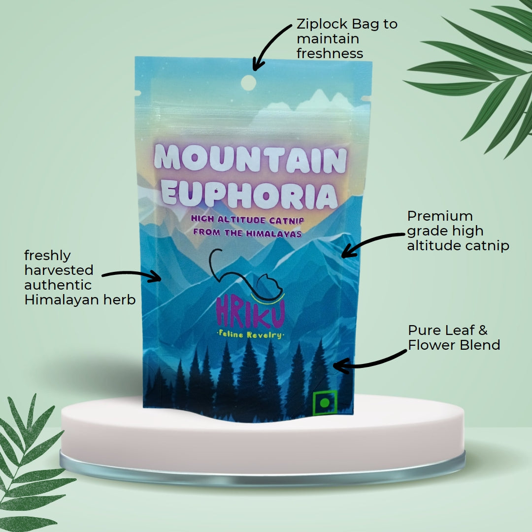 HRIKU Mountain Euphoria - Naturally Grown High Altitude Himalayan Catnip Treat for Cats - 25 gm