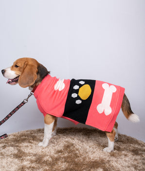 Petsnugs Bone and Paws Sweater - Pink & Black