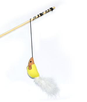 BASIL Cat Stick With Mouse Teaser Toy