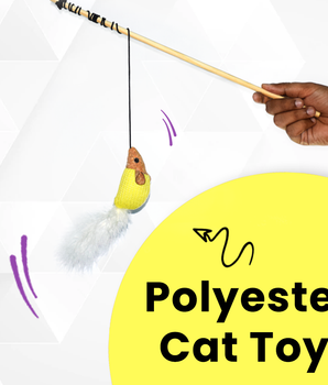 BASIL Cat Stick With Mouse Teaser Toy