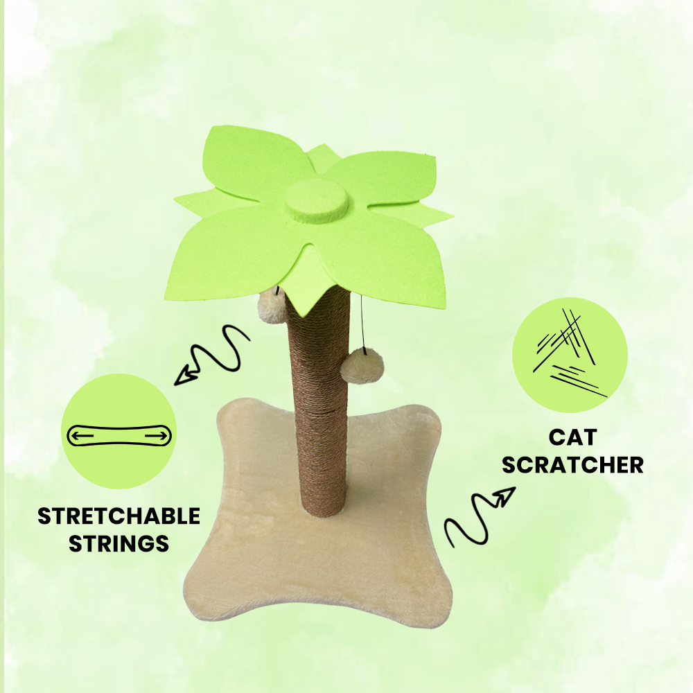 BASIL Cat Coconut Tree Scratcher with Dangler