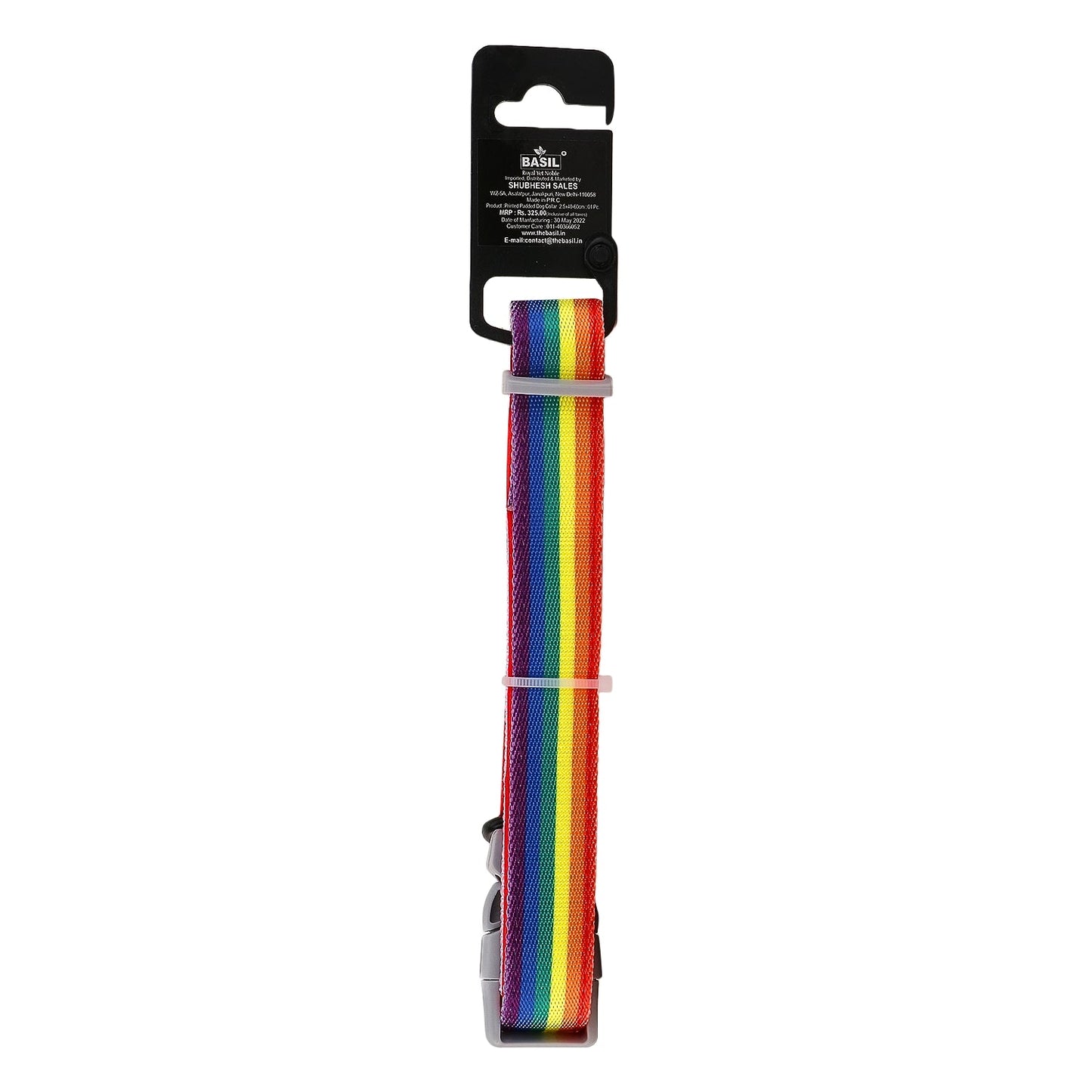 BASIL Pride Rainbow Padded Adjustable Collar for Dogs & Puppies