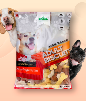 BASIL Real Chicken Dog Biscuit | Pack of 2 | Bone Shape Biscuits for Adult Dogs (900 Grams)