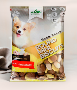 BASIL Real Chicken Dog Biscuit | Pack of 2 | Round Shape Biscuits for Adult Dogs (900 Grams)