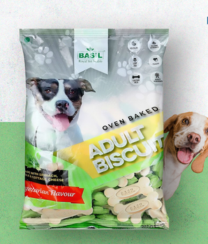BASIL Real Milk Dog Biscuit I Pack of 2 | Bone Shape Biscuits for Adult Dogs (900 Grams)
