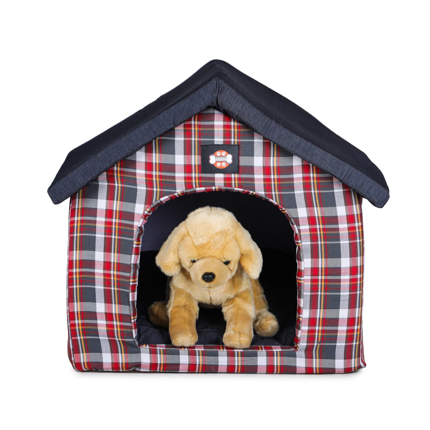 Dog Hut (Denim Plaid)