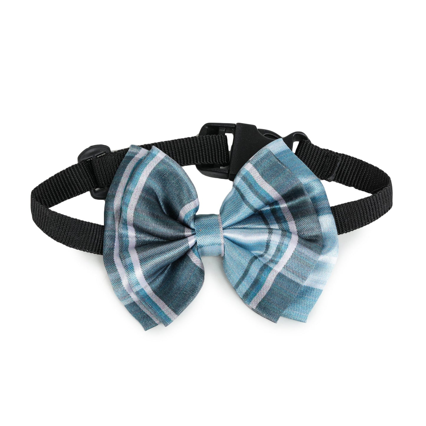 Blue Plaid Bow Tie