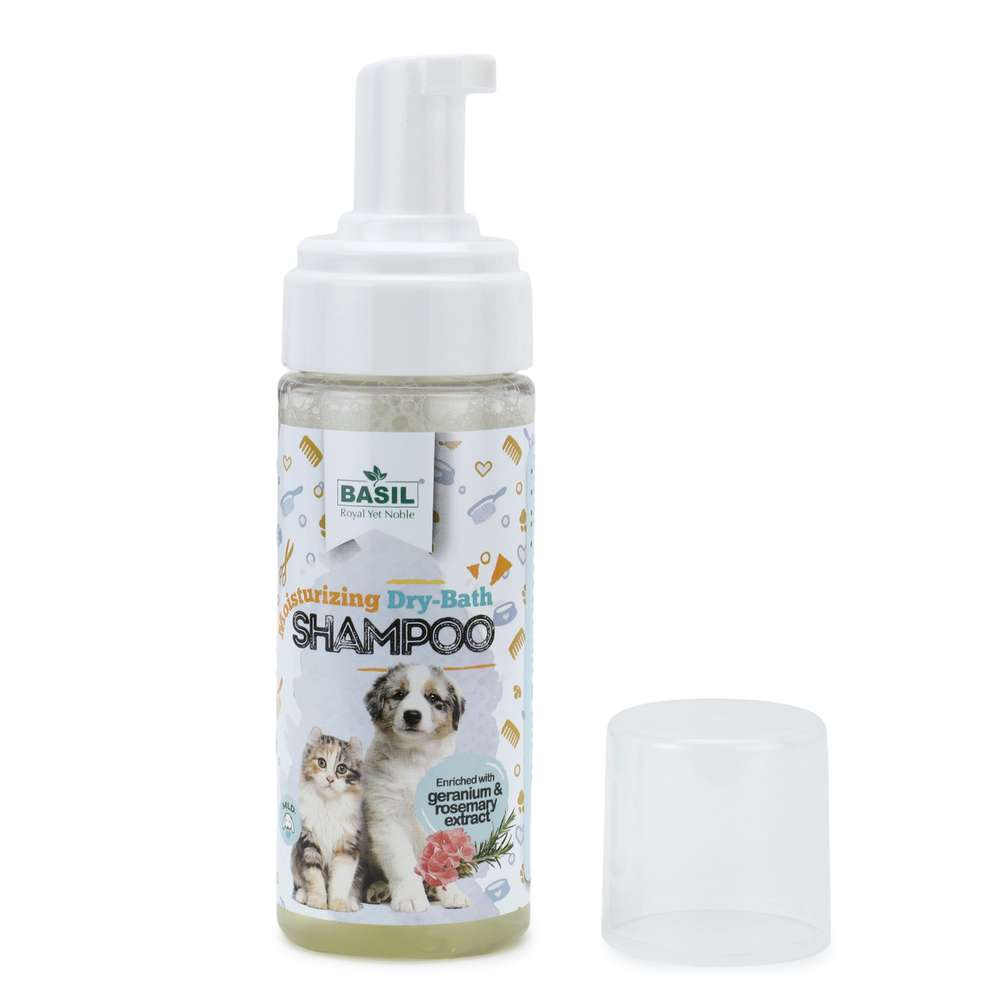 BASIL Moisturising Foam Dry Bath Shampoo for Puppies and Kittens